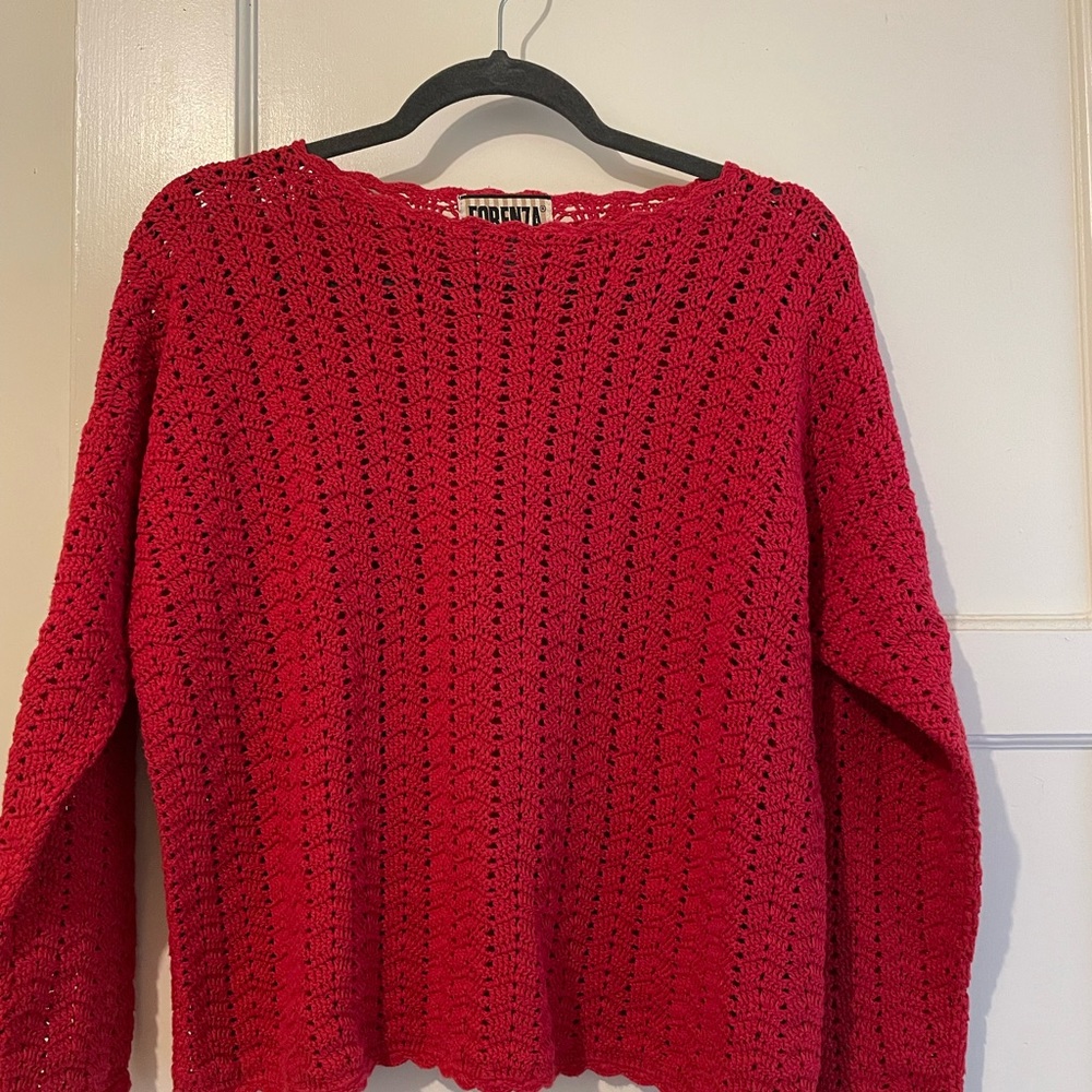 Forenza Crocheted Red Sweater